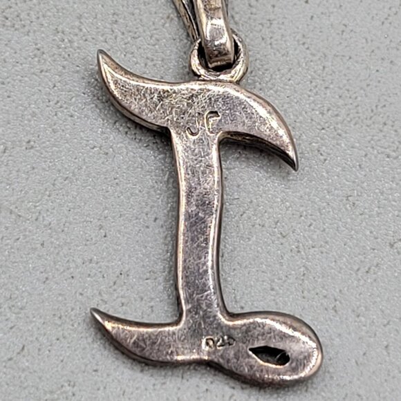JC Sterling Silver Marcasite Initial T Pendant Necklace 925 Italy Box Chain - Picture 4 of 7